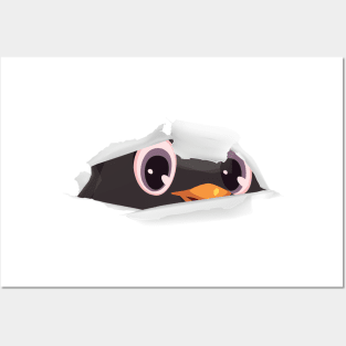 Cute penguin hiding design Posters and Art